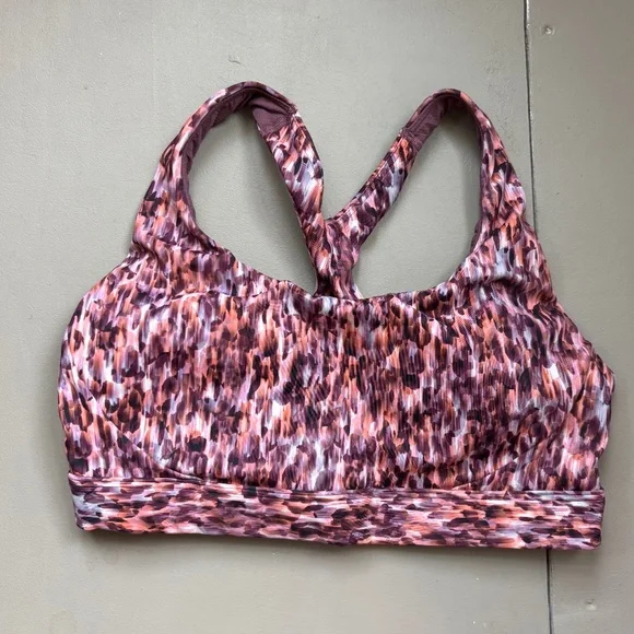 EUC Athleta Ultimate Sports Bra S Flare Abstract Maroon Pink Mauve - Picture 3 of 7